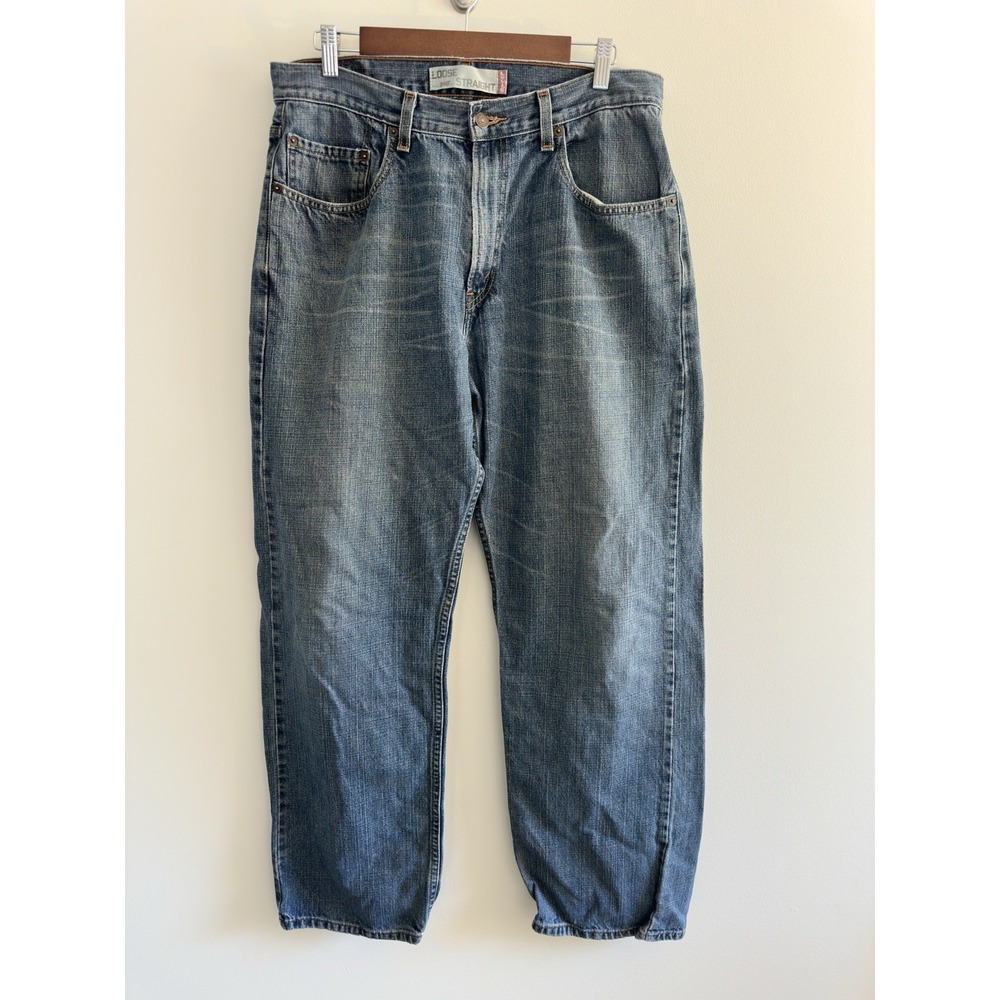 Levis 569 Loose straight Jeans 34x34 (actual L31) Men's Distressed Hem 0132